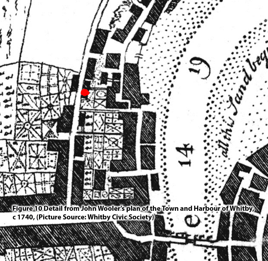 Figure 10 Detail from John Wooler’s plan of the Town and Harbour of Whitby, c 1740