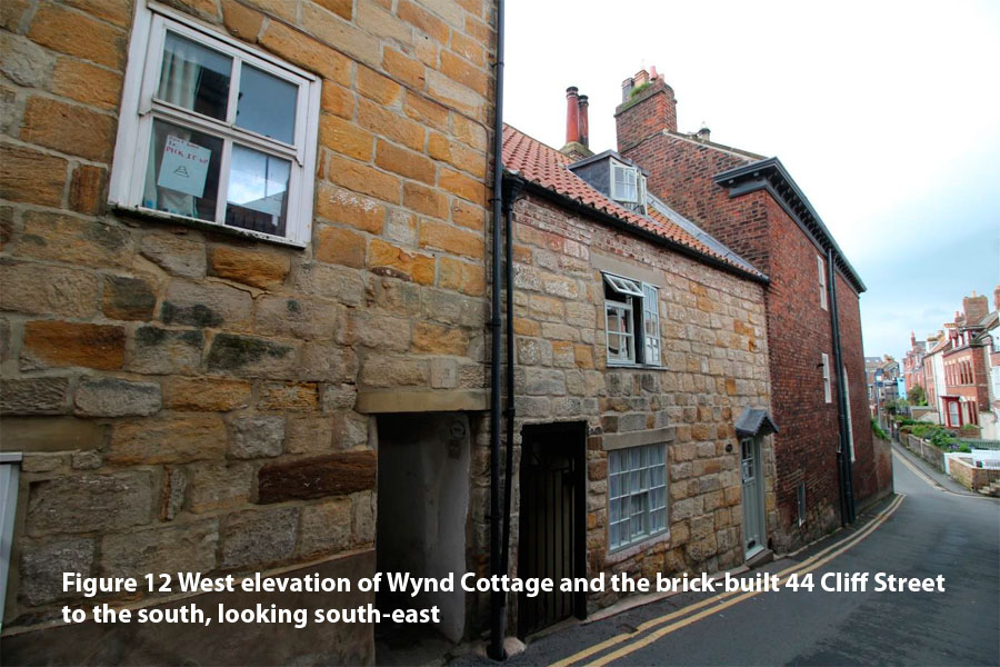 Figure 12 West elevation of Wynd Cottage and the brick-built 44 Cliff Street to the south